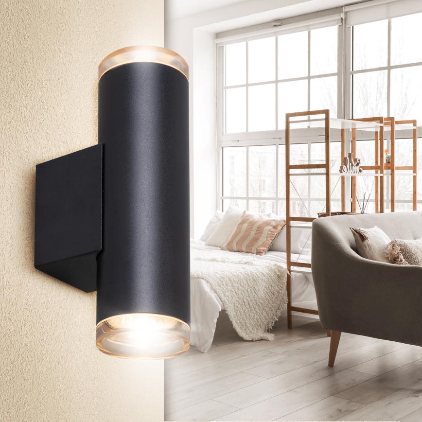 Brilagi - Badeværelses vægspot SELE AQUA 2xGU10/30W/230V IP44 sort