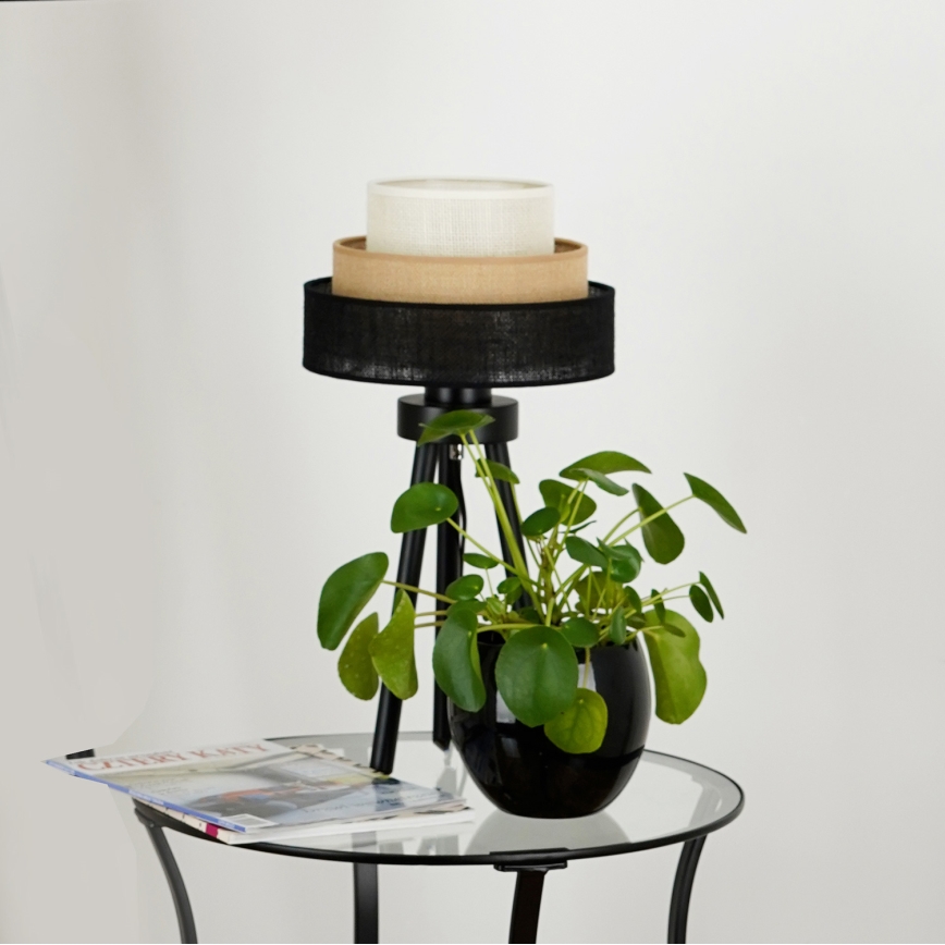 Brilagi - Bordlampe ASPEN LUNETA 1xE27/15W/230V sort/beige/cremefarvet