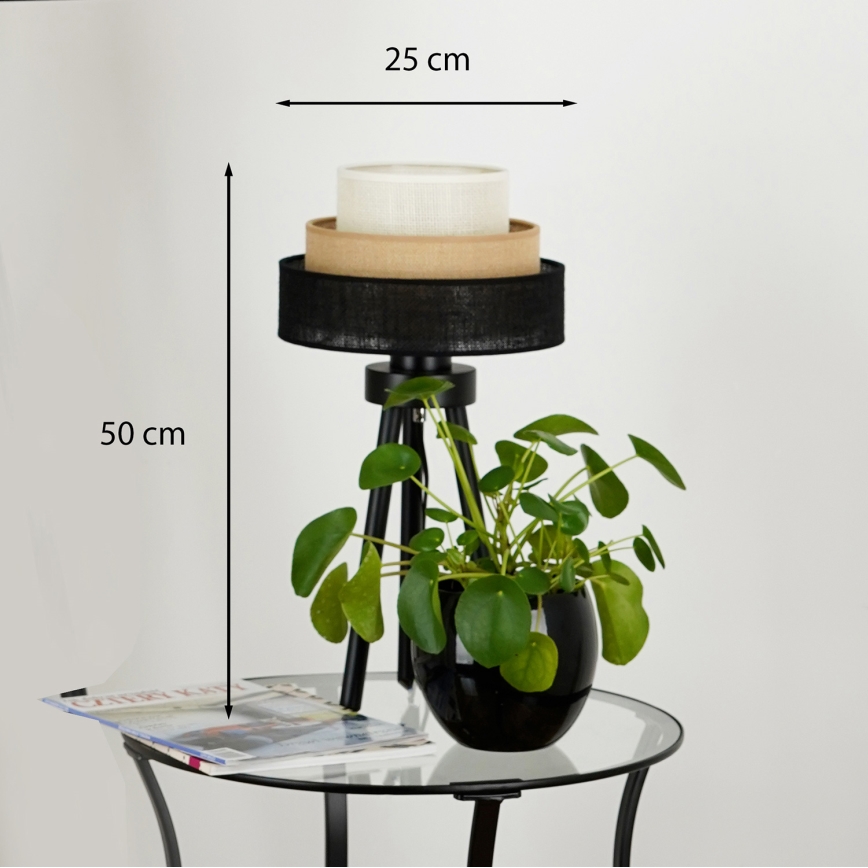 Brilagi - Bordlampe ASPEN LUNETA 1xE27/15W/230V sort/beige/cremefarvet