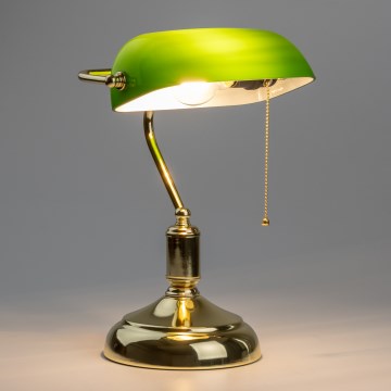 Brilagi - Bordlampe BANK OFFICE 1xE27/60W/230V guld/grøn