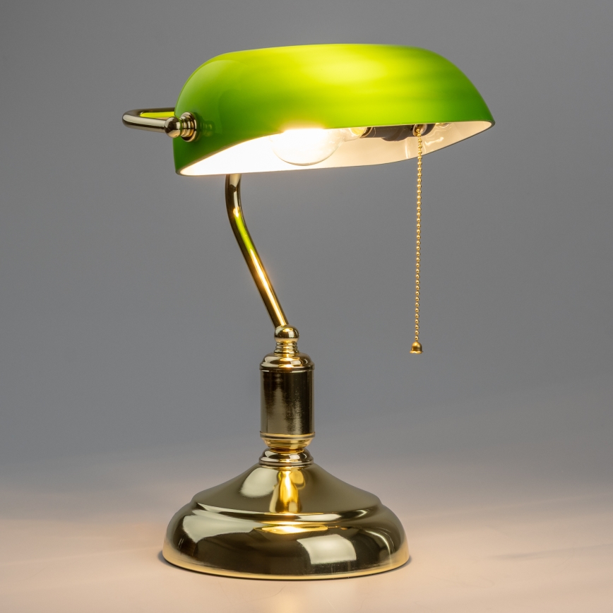 Brilagi - Bordlampe BANK OFFICE 1xE27/60W/230V guld/grøn
