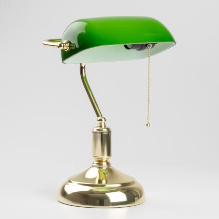 Brilagi - Bordlampe BANK OFFICE 1xE27/60W/230V guld/grøn