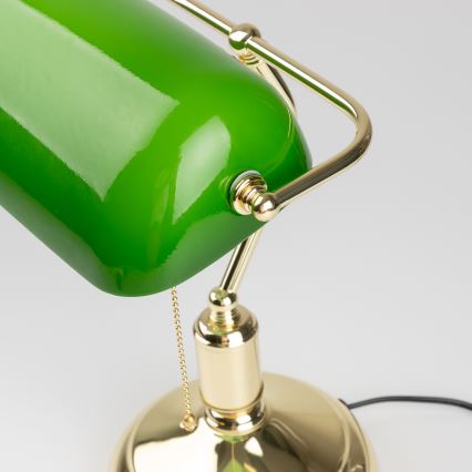 Brilagi - Bordlampe BANK OFFICE 1xE27/60W/230V guld/grøn
