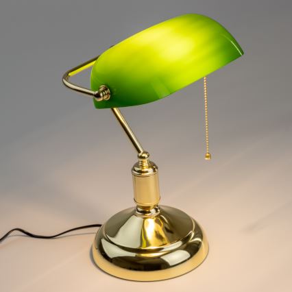 Brilagi - Bordlampe BANK OFFICE 1xE27/60W/230V guld/grøn