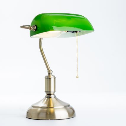 Brilagi - Bordlampe BANK OFFICE 1xE27/60W/230V messing/grøn