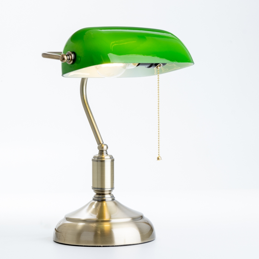 Brilagi - Bordlampe BANK OFFICE 1xE27/60W/230V messing/grøn