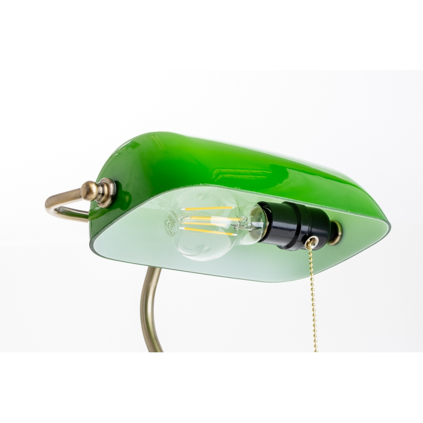 Brilagi - Bordlampe BANK OFFICE 1xE27/60W/230V messing/grøn