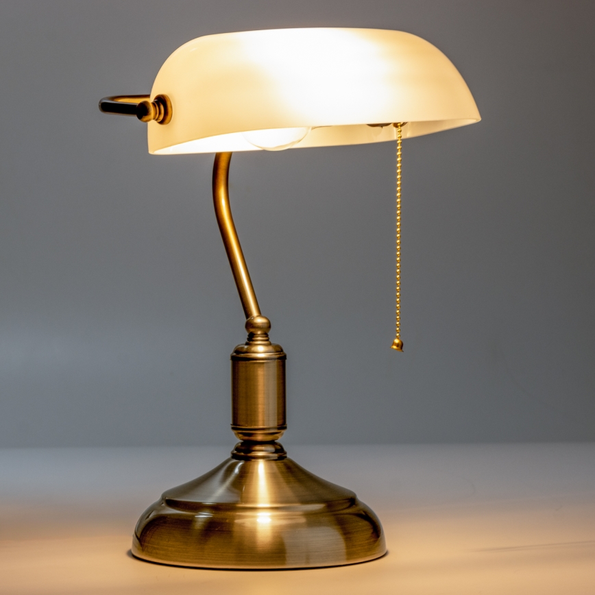 Brilagi - Bordlampe BANK OFFICE 1xE27/60W/230V messing/hvid