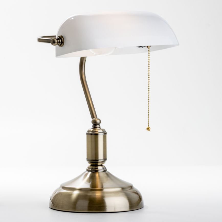 Brilagi - Bordlampe BANK OFFICE 1xE27/60W/230V messing/hvid