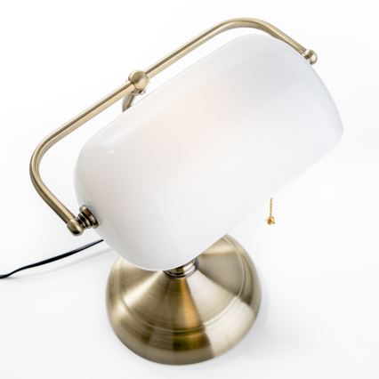 Brilagi - Bordlampe BANK OFFICE 1xE27/60W/230V messing/hvid