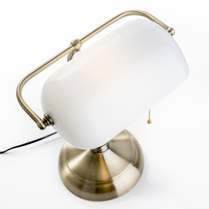 Brilagi - Bordlampe BANK OFFICE 1xE27/60W/230V messing/hvid