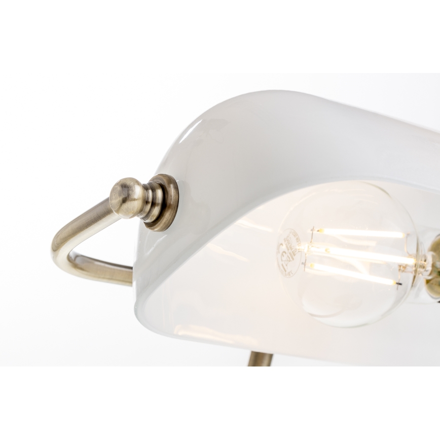 Brilagi - Bordlampe BANK OFFICE 1xE27/60W/230V messing/hvid