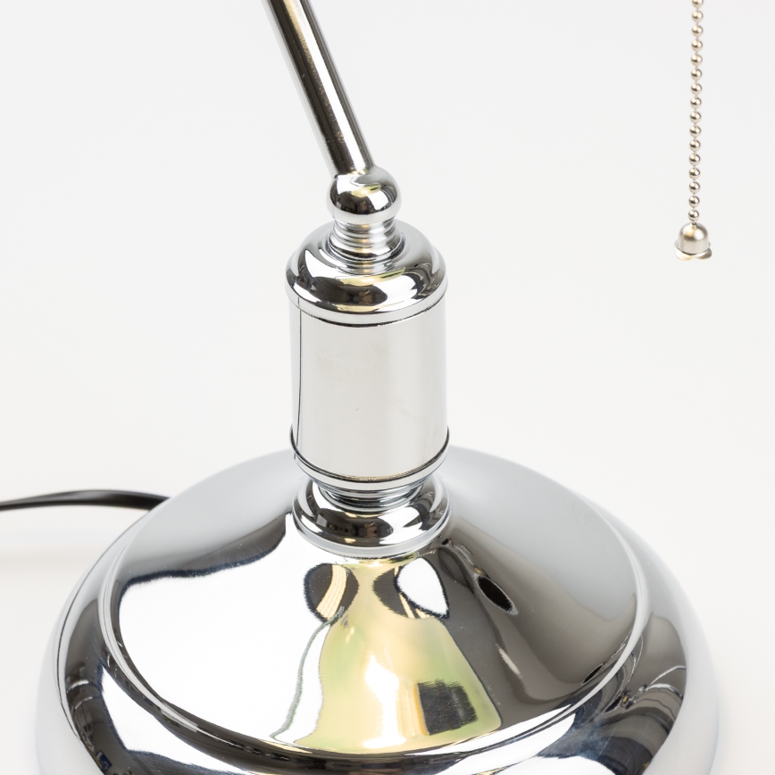 Brilagi - Bordlampe BANK OFFICE 1xE27/60W/230V skinnende krom/grøn