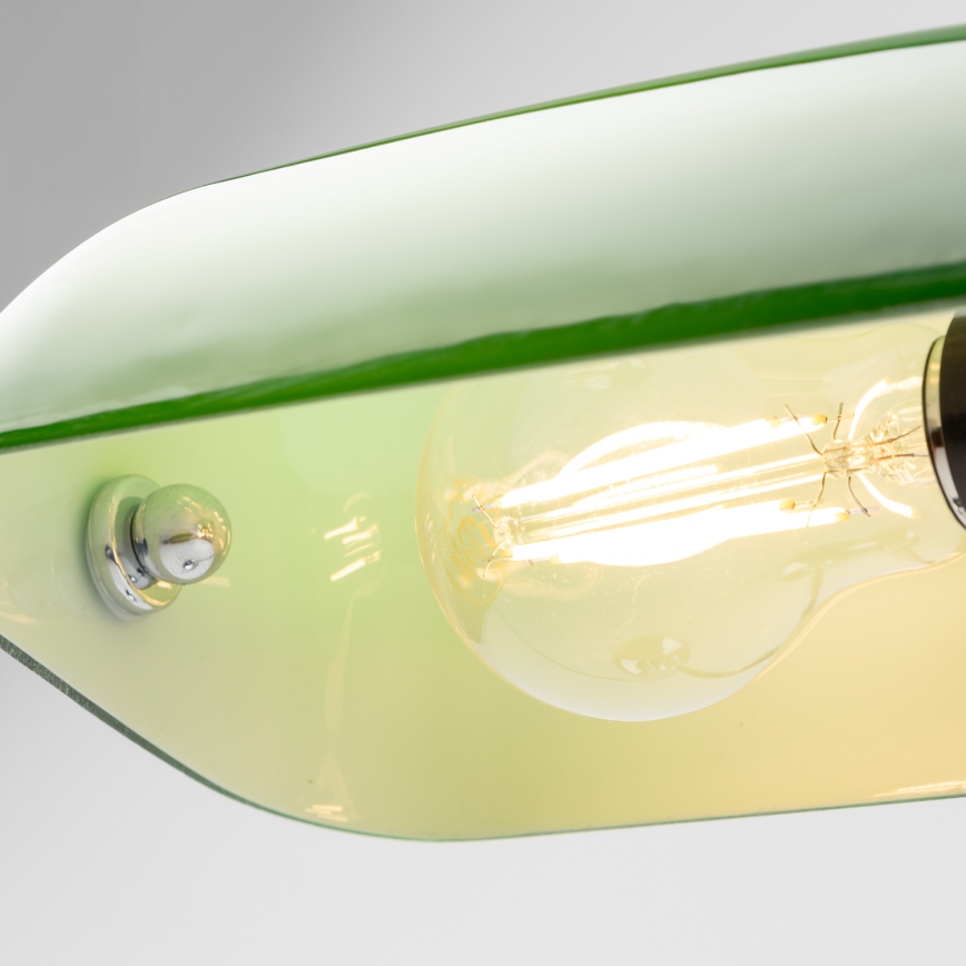 Brilagi - Bordlampe BANK OFFICE 1xE27/60W/230V skinnende krom/grøn