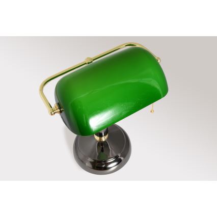 Brilagi - Bordlampe BANK OFFICE 1xE27/60W/230V sort/guld/grøn
