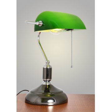 Brilagi - Bordlampe BANK OFFICE 1xE27/60W/230V sort/sølv/grøn