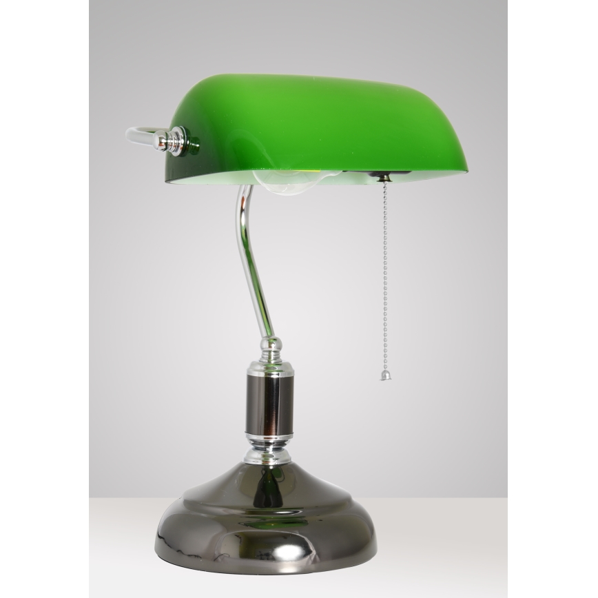 Brilagi - Bordlampe BANK OFFICE 1xE27/60W/230V sort/sølv/grøn