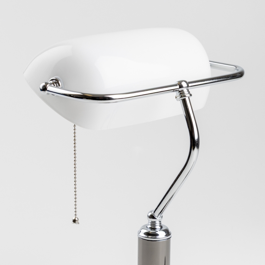 Brilagi - Bordlampe BANK OFFICE 1xE27/60W/230V sort/sølv/hvid