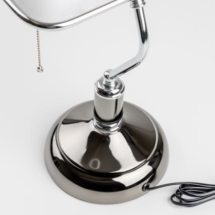 Brilagi - Bordlampe BANK OFFICE 1xE27/60W/230V sort/sølv/hvid