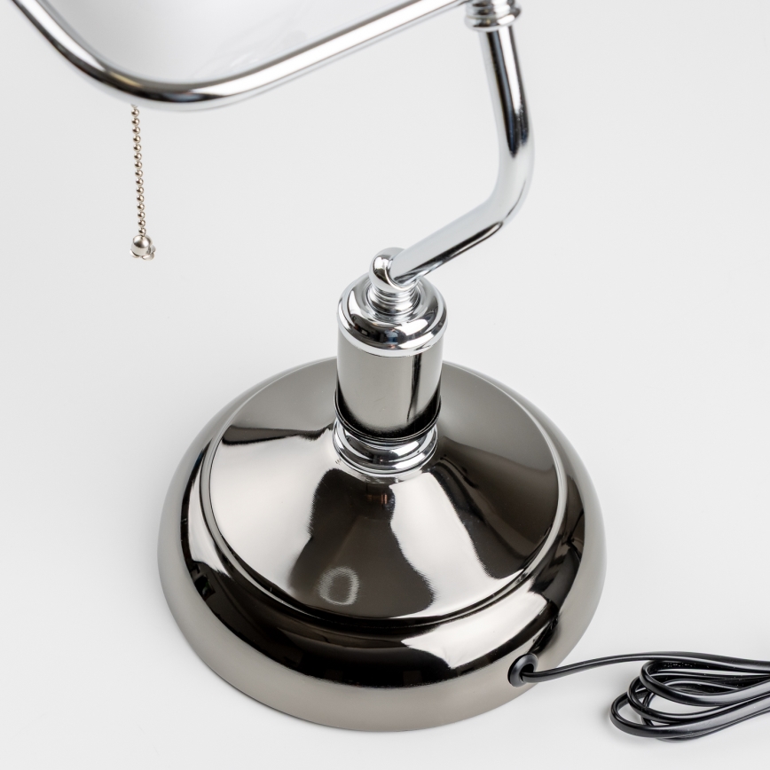 Brilagi - Bordlampe BANK OFFICE 1xE27/60W/230V sort/sølv/hvid