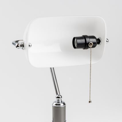 Brilagi - Bordlampe BANK OFFICE 1xE27/60W/230V sort/sølv/hvid