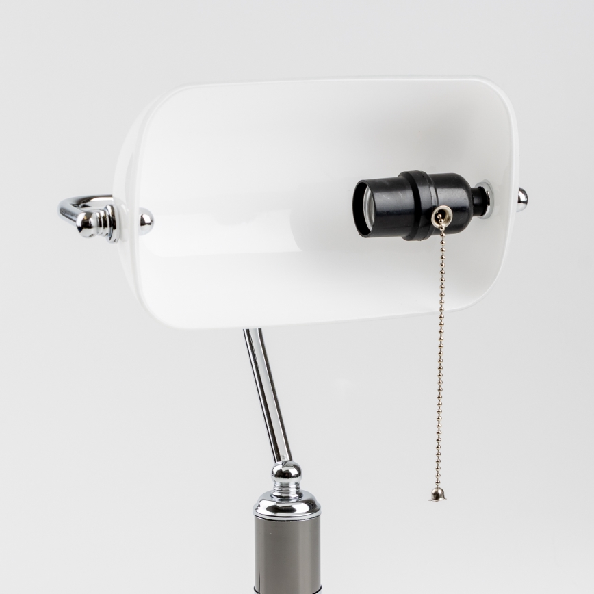 Brilagi - Bordlampe BANK OFFICE 1xE27/60W/230V sort/sølv/hvid
