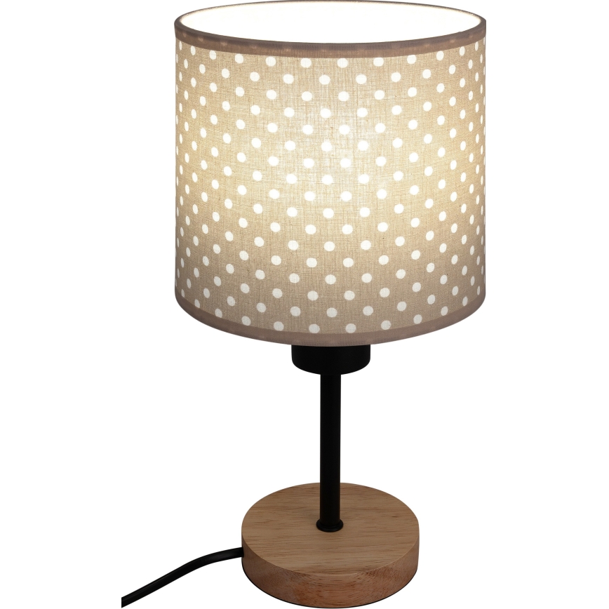 Brilagi - Børnebordlampe BOBO WOOD 1xE27/25W/230V egetræ/sort/beige/med prikker