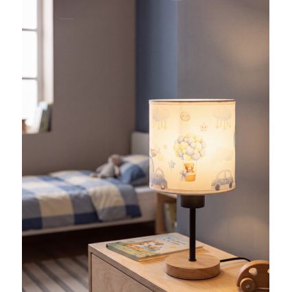 Brilagi - Børnebordlampe BOBO WOOD 1xE27/25W/230V eg/sort/hvid/blå/bamser