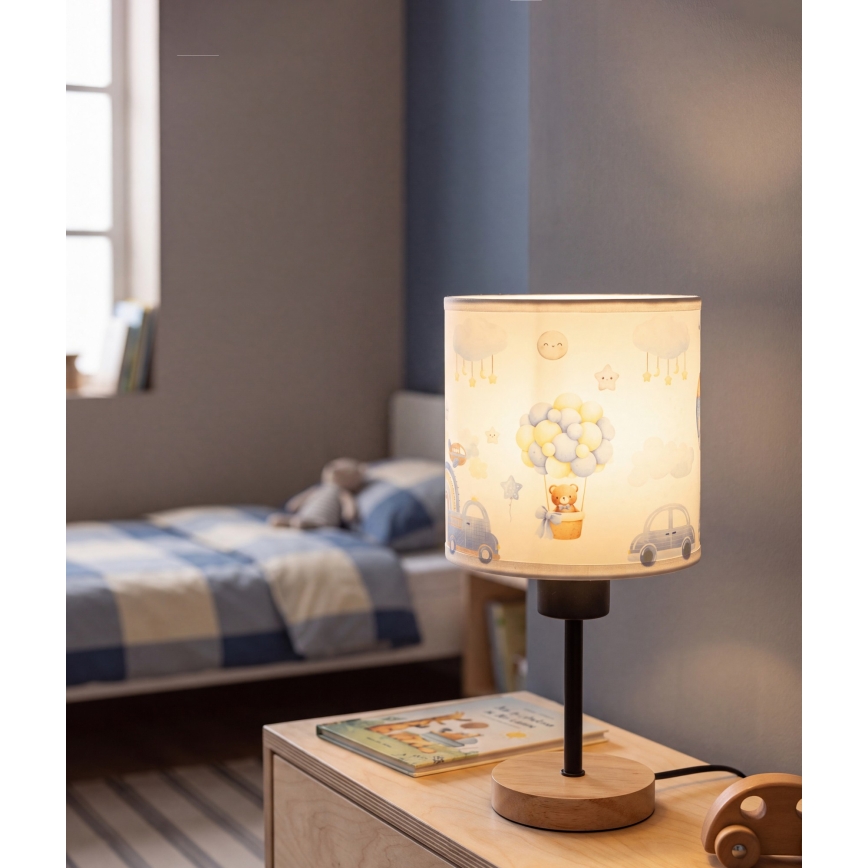 Brilagi - Børnebordlampe BOBO WOOD 1xE27/25W/230V eg/sort/hvid/blå/bamser