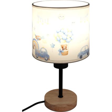 Brilagi - Børnebordlampe BOBO WOOD 1xE27/25W/230V eg/sort/hvid/blå/bamser