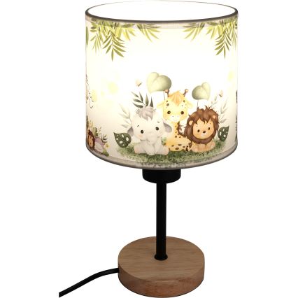 Brilagi - Børnebordlampe BOBO WOOD 1xE27/25W/230V eg/sort/hvid/grøn/jungle