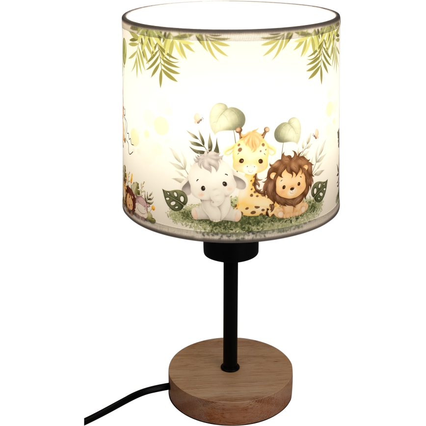 Brilagi - Børnebordlampe BOBO WOOD 1xE27/25W/230V eg/sort/hvid/grøn/jungle