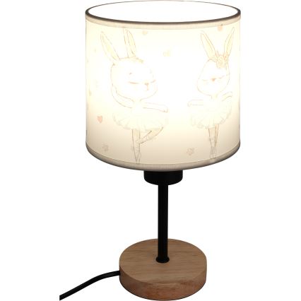 Brilagi - Børnebordlampe BOBO WOOD 1xE27/25W/230V eg/sort/hvid/kaniner
