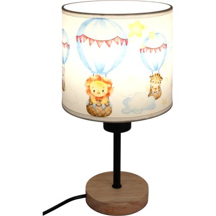 Brilagi - Børnebordlampe BOBO WOOD 1xE27/25W/230V eg/sort/hvid/dyremotiv