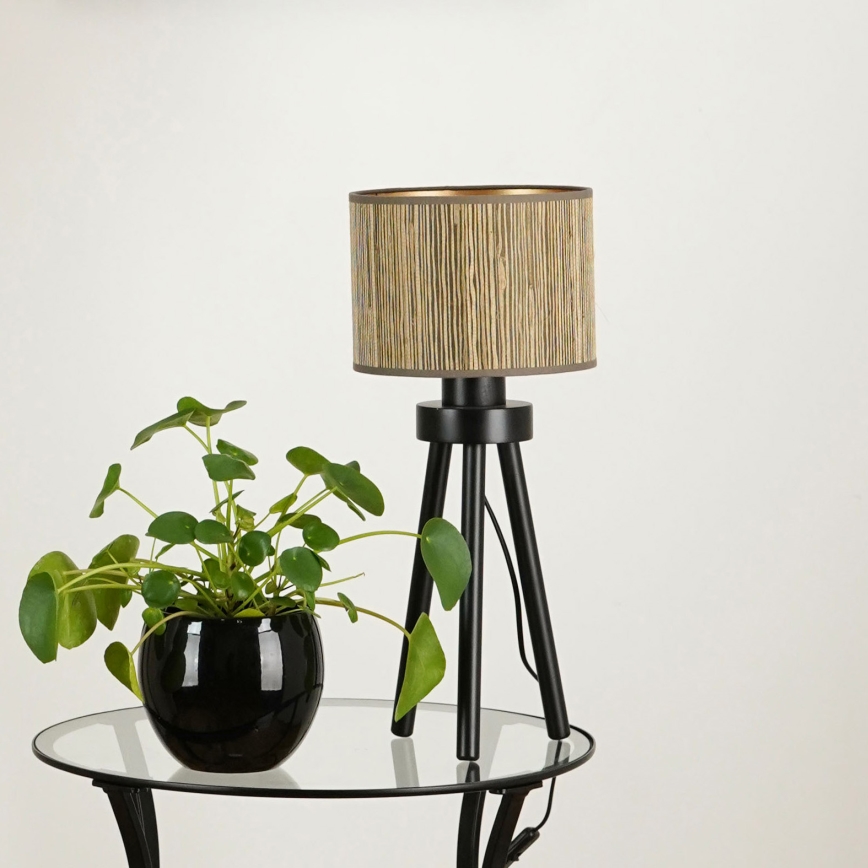 Brilagi - Bordlampe BOSTON ROLLER 1xE27/15W/230V strå brun/guldfarvet