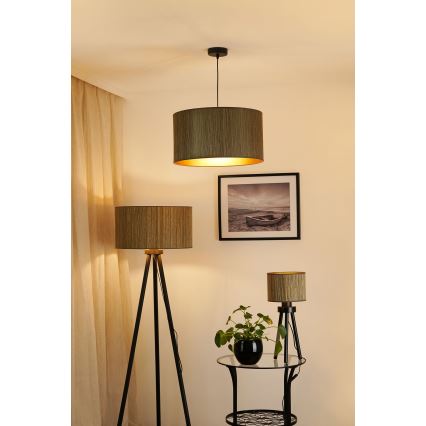 Brilagi - Bordlampe BOSTON ROLLER 1xE27/15W/230V strå brun/guldfarvet