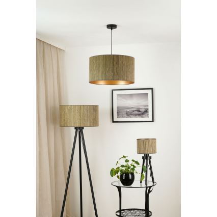 Brilagi - Bordlampe BOSTON ROLLER 1xE27/15W/230V strå brun/guldfarvet