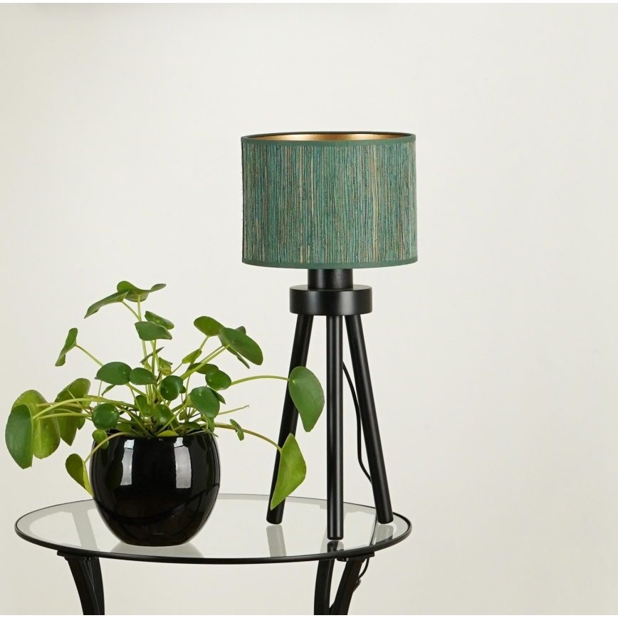 Brilagi - Bordlampe BOSTON ROLLER 1xE27/15W/230V strå grøn/guldfarvet