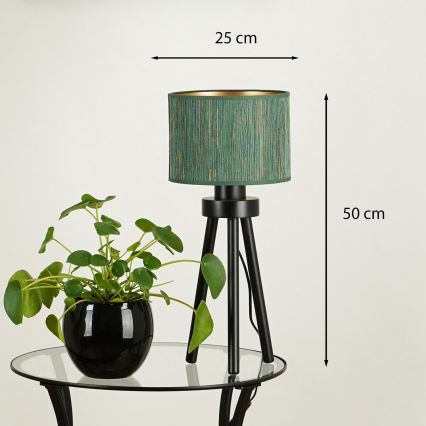 Brilagi - Bordlampe BOSTON ROLLER 1xE27/15W/230V strå grøn/guldfarvet