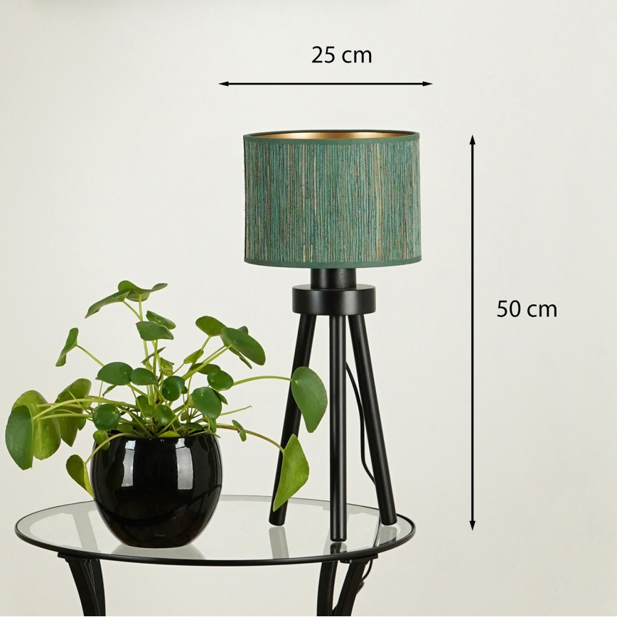 Brilagi - Bordlampe BOSTON ROLLER 1xE27/15W/230V strå grøn/guldfarvet