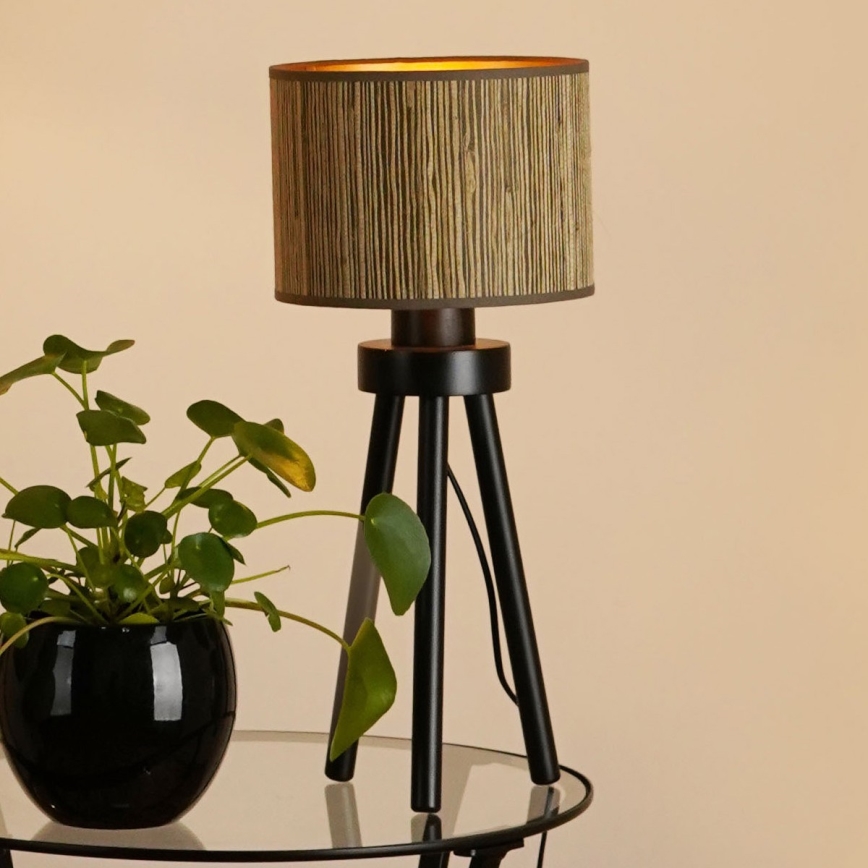 Brilagi - Bordlampe BOSTON ROLLER 1xE27/15W/230V strå brun/guld