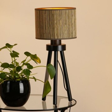 Brilagi - Bordlampe BOSTON ROLLER 1xE27/15W/230V strå brun/guldfarvet