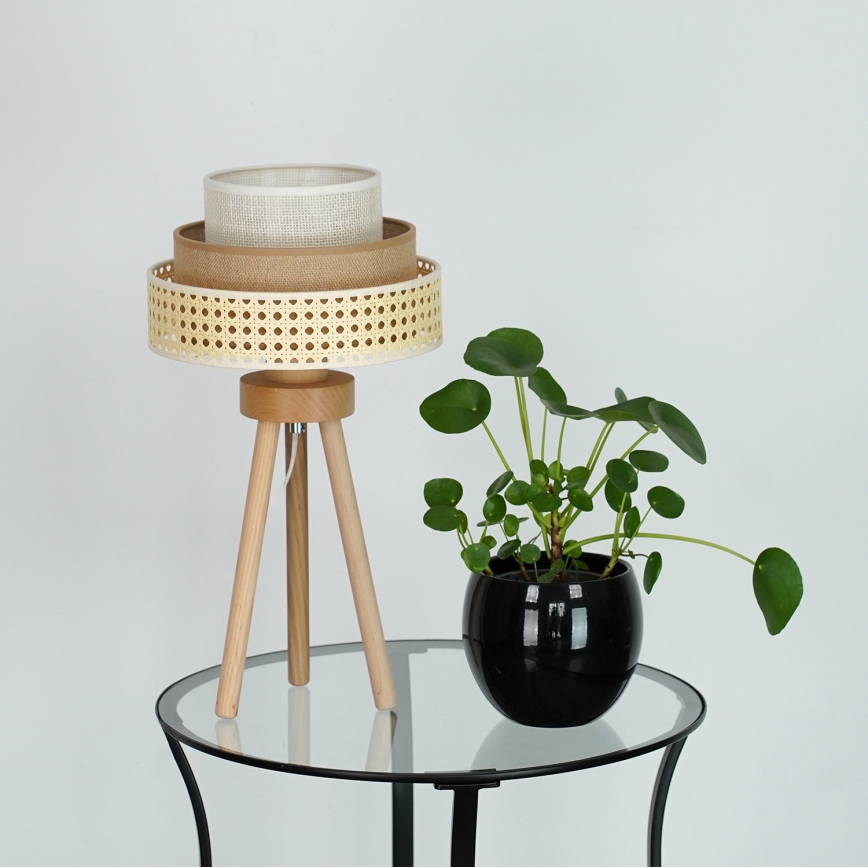 Brilagi - Bordlampe CEDAR LUNETA 1xE27/15W/230V beige/brun/cremefarvet