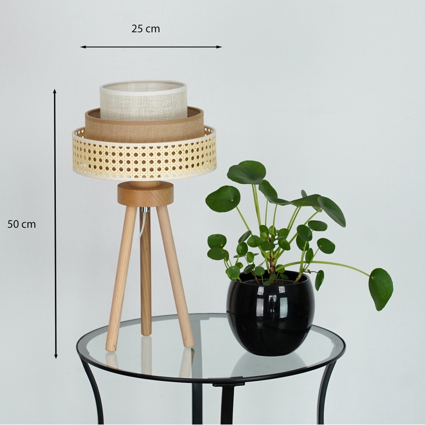 Brilagi - Bordlampe CEDAR LUNETA 1xE27/15W/230V beige/brun/cremefarvet