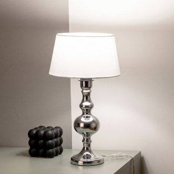 BRILAGI - Bordlampe CERIA 1xE27/60W/230V Ø 25 cm blank krom/hvid