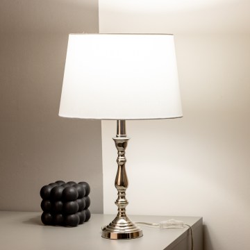 Brilagi - Bordlampe CERIA 1xE27/60W/230V Ø 30 cm blank krom/hvid