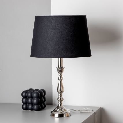 Brilagi - Bordlampe CERIA 1xE27/60W/230V Ø 30 cm poleret krom/sort