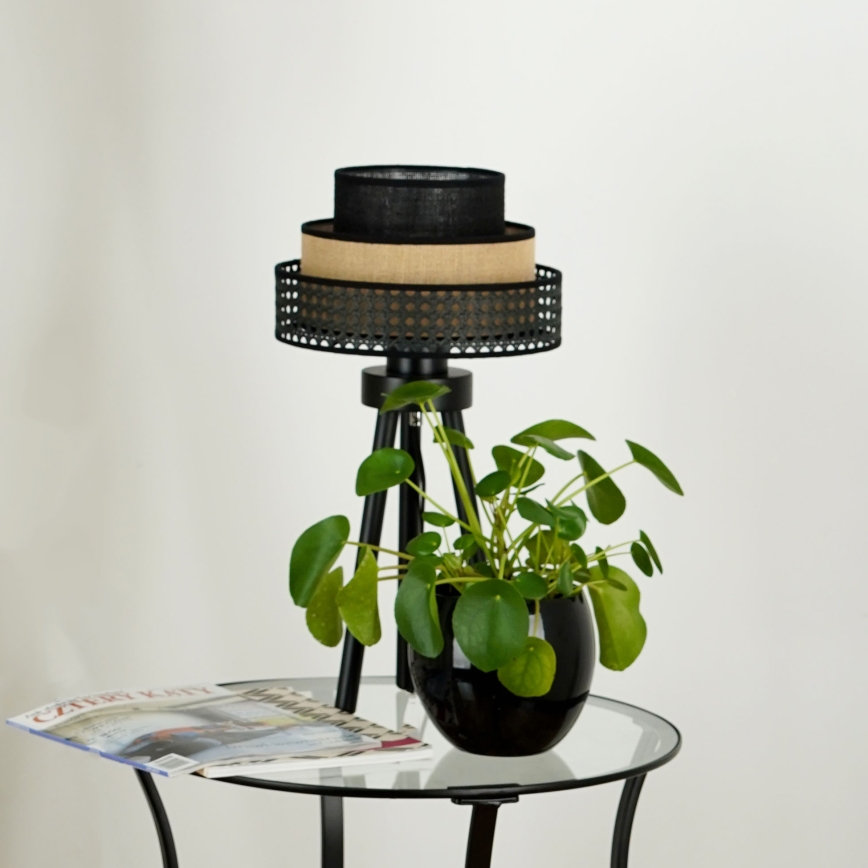 Brilagi - Bordlampe DAKOTA LUNETA 1xE27/15W/230V sort/beige