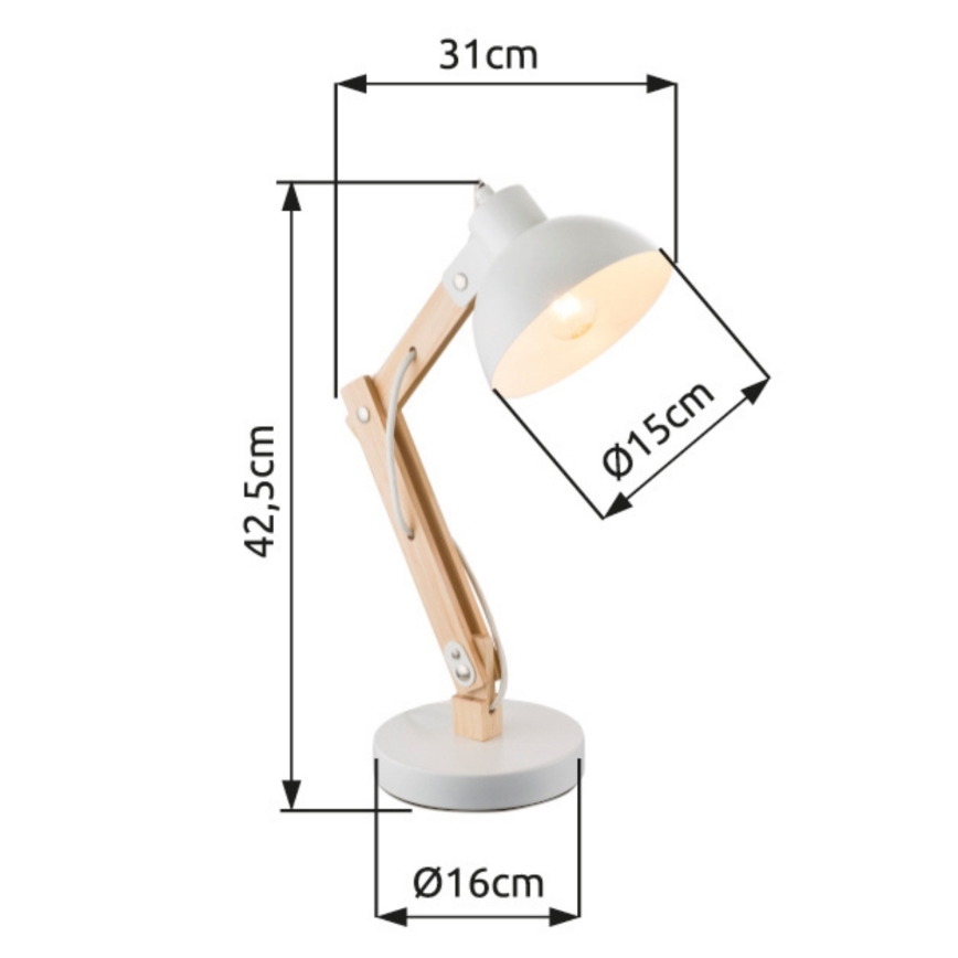 Brilagi - Bordlampe FOCUS 1xE27/40W/230V hvid