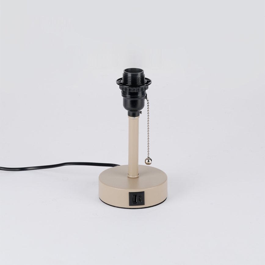 Brilagi - Bordlampe med USB-port TABLON 1xE27/25W/230V beige